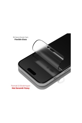 Novstrap Apple iPhone 15 Uyumlu Plus İle Ekran Koruyucu Mat Seramik Nano Esnek Cam