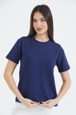 Thiff Gymwear Kadın Modal Kumaş Kısa Kolu Basic Tişört Lacivert