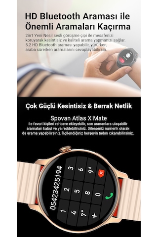 Spovan Atlasx Mate Amoled Akıllı Saat (Distribütör Garantili)