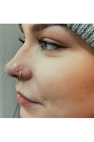 8 Mm Silver Cerrahi Çelik Düz Halka Tragus Piercing Helix Kıkırda Renkli