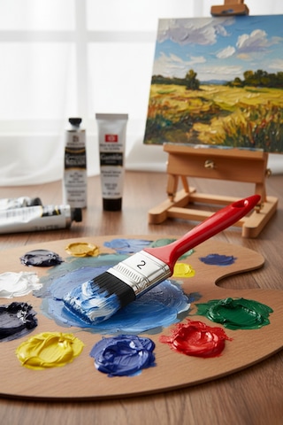 Plastik Saplı Yağlı Boya Akrilik Fırçası No:2 Resim Ressam Fırçası Hobi Duvar Metal Ahşap Boyama