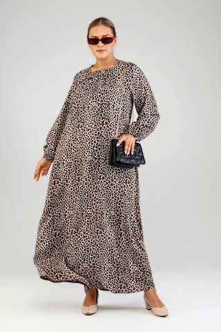 Kadin Buyuk Beden Viskon Tesettür Elbise 001