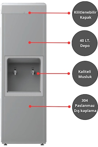 Sanayi Tipi Sebil 40 Litre Soğutmalı Arıtmalı Paslanmaz Sebil