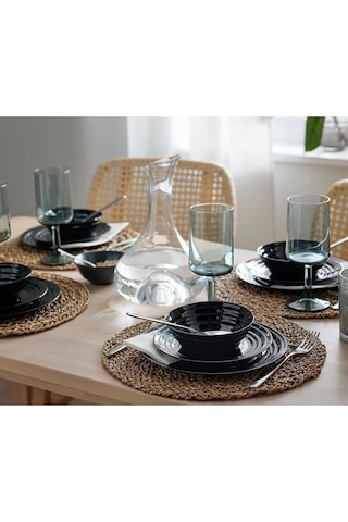 4 Adet Çorba Kasesi Çap 14 Cm 4'lü Set Servis Sunum Kasesi Özel Sertleştirilmiş Cam Siyah Kase siyah