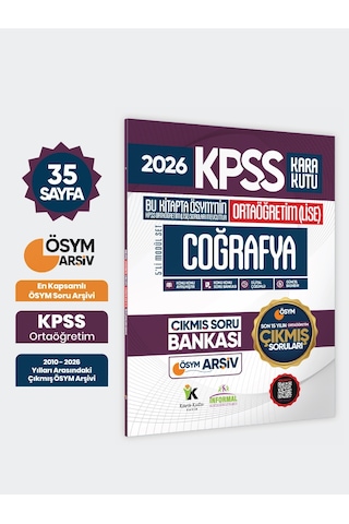 2026 Fullortaöğretim Kpss Coğrafya Kara Kutu ÖSYM Çıkmış Soru Bankası Son 15 Yıl(sadece Ortaöğretim)