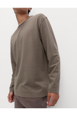 Marks & Spencer Saf Pamuk Dokululu Pijama Üstü T07005134 Kahverengi