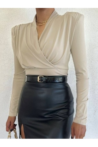 Ahes Shopping Vatkalı Kruvaze Model Sandy Bluz-bej Bej