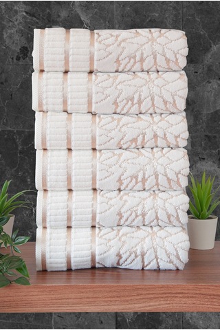 Çınar Jakarlı 6 Lı Kadife Pamuklu El Ve Yüz Havlu Seti 50x90 Cm - 04557 - Gold Altın - Siyah