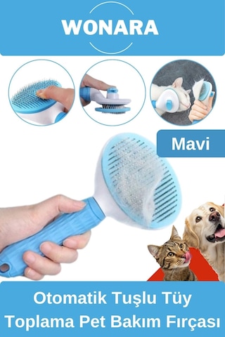 Özel Üretim Otomatik Tuşlu Tüy Toplama Tarağı Kedi Köpek İçin Kolay Temizlenen Pet Bakım Fırçası