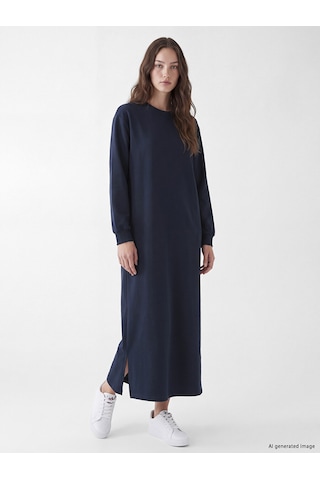 Lcw Modest Lacivert Bisiklet Yaka A Kesim Sweat Elbise