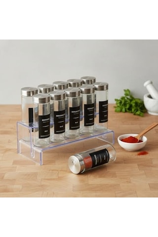 12 Li Metal Kapaklı Cam Baharatlık Seti, 80ml, 110ml Ve 170ml Boyut Seçenekli, Etiket Hediyeli Silindir Baharat Takımı, Modern Mutfak Düzenleyici Kavanoz Seti 170ml- 12 Adet Diğer