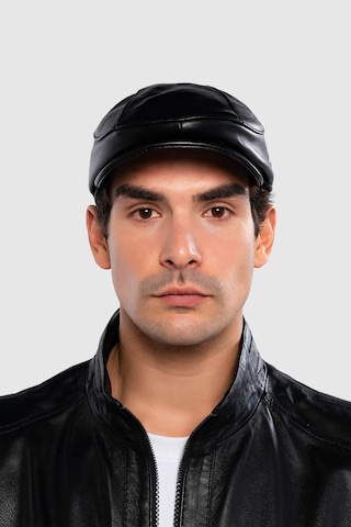 Tamer Tanca Erkek Hakiki Deri Siyah Deri London Şapka 524 1134-1 Spk Y25 Sıyah Dr Siyah