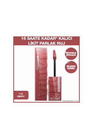 Maybelline New York Super Stay Vinyl Ink Likit Ruj 115 Peppy