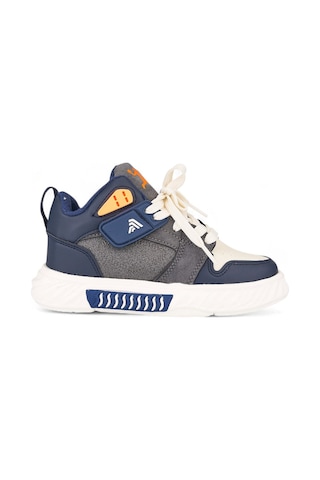 Nstil Unisex Çocuk Spor Ayakkabı Ortopedik Bağcıklı Cırtlı Desenli Kaymaz Taban Yürüyüş Sneaker 537 Lacivert - Beyaz