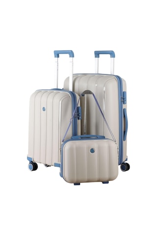 Mçs Group Mçs Polipropilen 3'lü Valiz Seti Orta & Kabin & Makyaj V305 Kemik/sky Blue