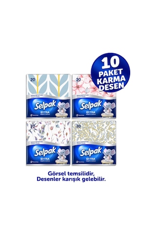 Selpak® Extra Gösterişli Sofralar Peçete 200'lü (20 x 10)