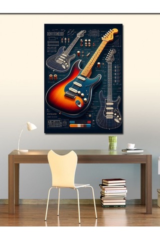 Kanvas Tablo İki Gitar Ve Melodi Planı 50cmx70cm