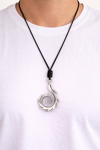 Kore İp Askılı Ve Krom Çelik Kaplamalı Unisex Tribal Kolye Gümüş7