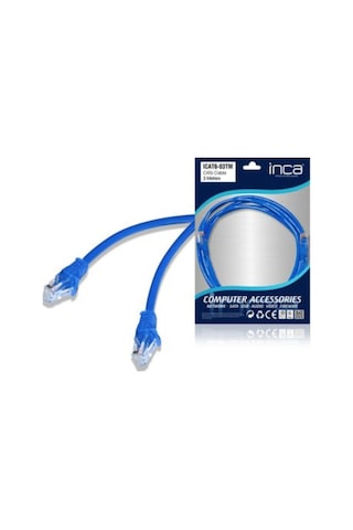 Inca Cat 6 26 Awg 3 Metre Mavi Ethernet Kablosu