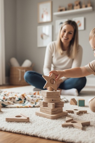 Ahşap Eğitici İkiz Geometrik Dikey Puzzle Model Yapboz