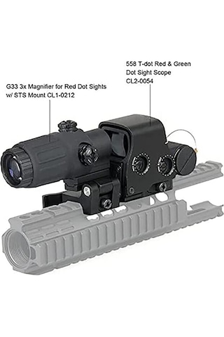 558 G-43 Taktikal Profesyonel Reddot Ve Yakınlaştırıcı Magnifier Siyah