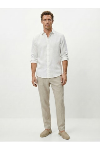 Xint Beyaz %100 Keten Regular Fit Gömlek 700987