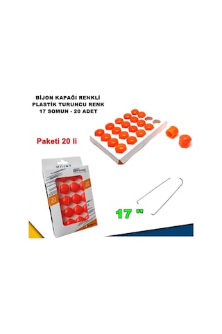 Renkli Bijon Kapağı Plastik Turuncu Renk Altıgen 17 Mm Bijon Uyumlu 20 Adet