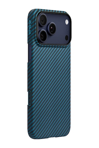 Apple Uyumlu iPhone 17 Pro Kılıf M-safeli Kamera Kontrol Butonlu Aramid Fiber Pitaka Ultra-slim Kapak Siyah-mavi Siyah - Mavi