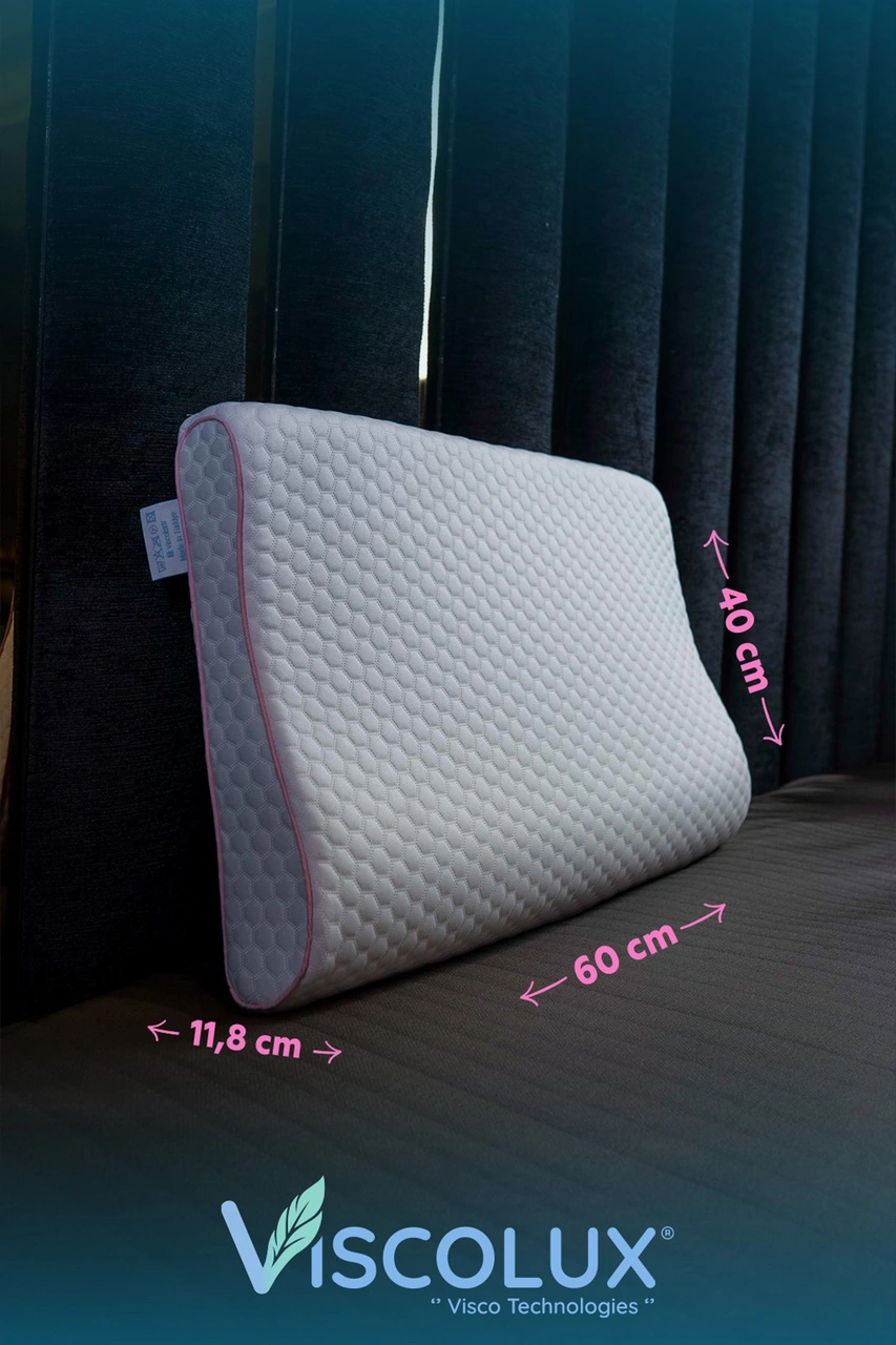 Mega Boy Ortopedik Yastık - Boyun Destekli Visco Yastık 60x40x11/8 Pembe