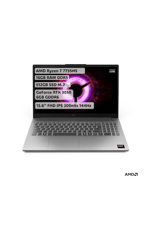 Lenovo LOQ Essential 15ARP10 83S00033TR R7-7735HS 16 GB 512 GB SSD RTX3050 15.6 " Free Dos Dizüstü Bilgisayar