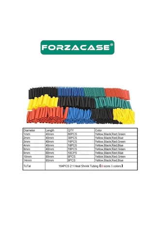Forzacase Isı İle Daralana Kablo Koruyucu Makaron Seti 164 Parça - Fc1218