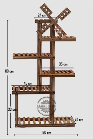 Alandekor Eskitme Ahşap Dekoratif Çiçeklik Saksılık Balkon Bahçe Standı (441541668) Ceviz