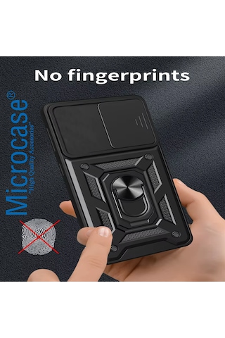 Microcase Xiaomi Redmi Poco X4 Gt Qubec Serisi Kamera Kapaklı Yüzük Standlı Kılıf-al5117 Siyah