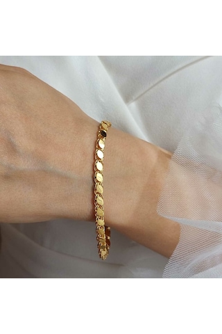 Altınbeyı 14 Ayar Altın Pullu Halep Bileklik 5mm 19cm 5.20 Gram Çok Renkli