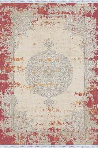 Pembe Klasik Göbekli Dokuma Pamuk Taban Kaymaz Kilim Klm057n11