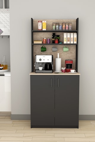 Asra Trend Kahve Köşesi KAHVE01 %100 MDF Çok Amaçlı Mutfak Dolabı Antrasit - Sidon