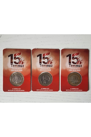 3 Adet 15 Temmuz 2016 Demokrasi Ve Milli Birlik Günü Hatıra Para