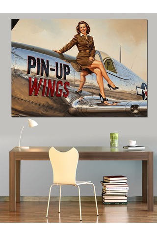 Retro Pin-up Kız Pozu Dekoratif Kanvas - Mdf Ahşap Tablo