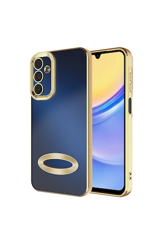 Samsung Uyumlu Galaxy A15 Kılıf Kamera Korumalı Logo Gösteren Zore Omega Kapak Gold