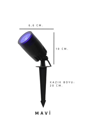 Seka Tech Zita Kazıklı ve Rozanslı Çim Ağaç Duvar Aydınlatma Armatürü Mavi