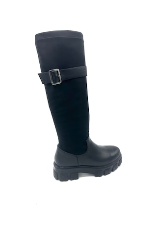 Nostra Shoes Spica Hakiki Deri Siyah Kadın Streç Çizme Siyah