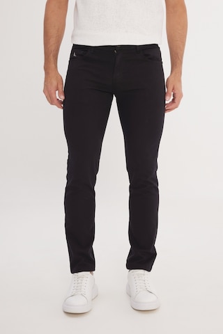 AC&Co / Altınyıldız Classics Erkek Sıyah Slim Fit Dar Kesim 5 Cep Pamuklu Armürlü Esnek Pantolon Siyah