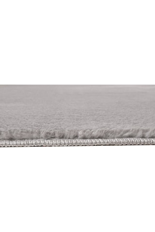 My Evilla Modern Dekoratif Halı Jel Kaymaz Taban Peluş Açık Gri Antrasit