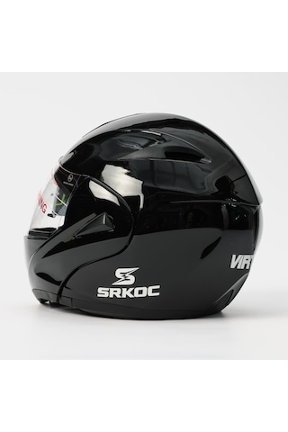 Srkoc Motorsiklet Kaskı Parlak Siyah