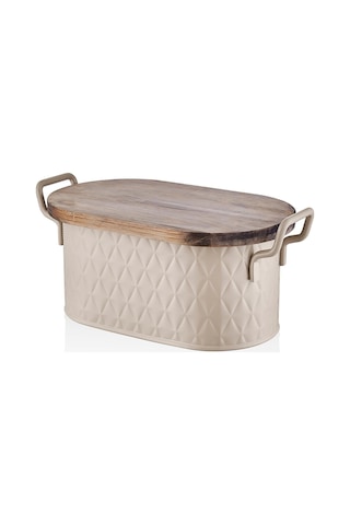 The Mia Prizma Ekmek Saklama Kabı Karamel 40x22x18 Cm Krem