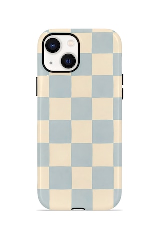 Apple iPhone Uyumlu 13 Vorian Çift Katmanlı Magsafe Kılıf Powder Blue Checker