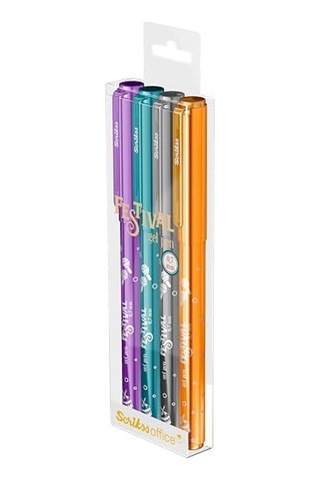 Office Festival Jel Kalem 0.7 Mm Vivid Renkler 4&apos Lü Blıster - 2 124-Pembe