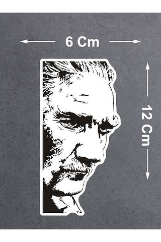 Mustafa Kemal Atatürk Sticker - Atatürk Silüet Sticker - Araba Oto Cam Motosiklet Karavan Sticker - 00018 12X6 Cm