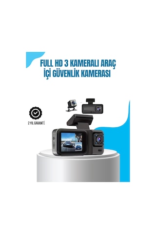 3 Kameralı Araç İçi Kayıt Cihazı 1080p Full Hd Gece Görüşlü Ve Wi-fi Bağlantılı