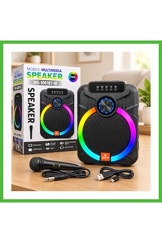 Vaveni 10" Karaoke Bluetooth Hoparlör Mikrofonlu, Şarjlı, Rgb Arz